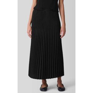 Eileen Fisher Black Pleated Midi Skirt Size LP 51682